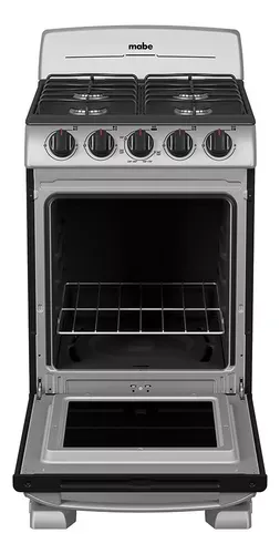 Estufa Mabe Em5032baps1 A Gas 4 Quemadores Plateada 120v Puerta Con Visor