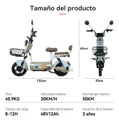 Deylinghs® Bicicleta Eléctrica Para Adultos 500w 30km/h Led