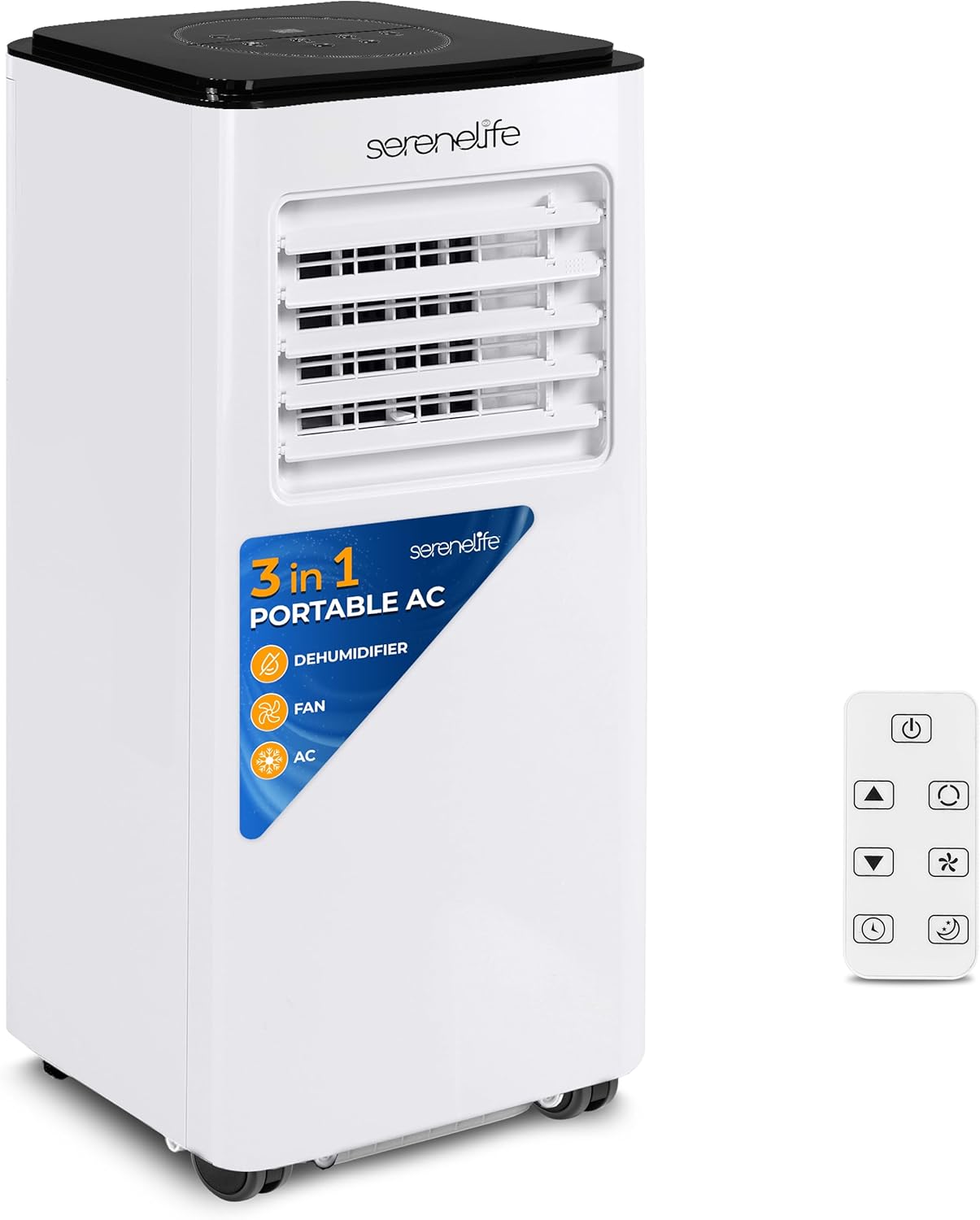SereneLife Aire Acondicionado Portátil 10000 BTU WiFi con Deshumidificador Incorporado, para habitaciones de hasta 42mts, Control Remoto y App, Incluye Kit de Montaje para Ventana