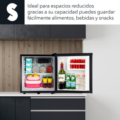 SIGNA Frigobar 46L (1.6 pies cubicos) Mini Refrigerador Compacto Negro Refrigerador Pequeño Con congelador de Acero Inoxidable Ideal Para Espacios Pequeños Frigobar Mini Multifuncional