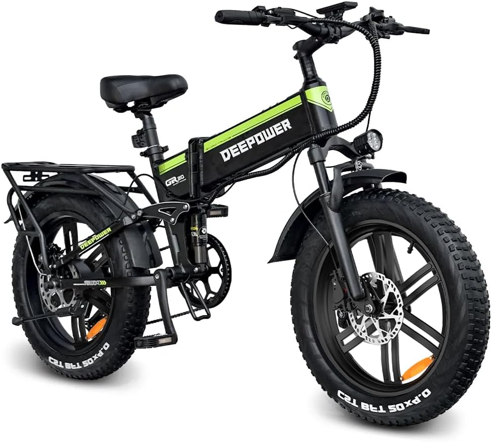 H20pro Bicicleta Electrica, Motor 2000W, 32mph, 55-75 Millas de Alcance, Batería extraíble 52V 25Ah, 20" Fat Tire Plegable Bicicleta Electrica de Montaña para Adultos, Doble Amortiguador