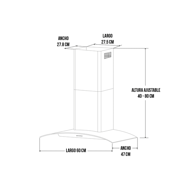 Combo Parrilla a Gas 4 Quemadores Acero Inox, Campana Cristal 60 cm y Horno a Gas LP para Empotrar 60 cm Acero Inox. Disa Home PAEM4/CAMPC60C/HGEMP24AI