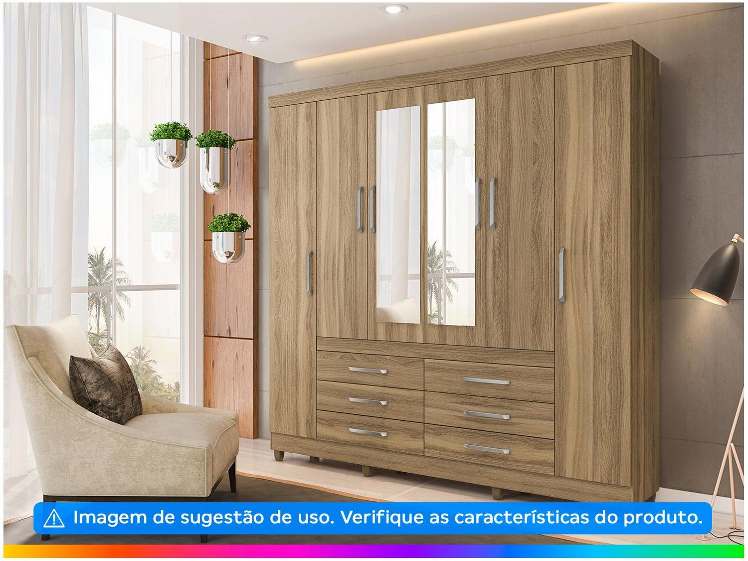 Armario Doble con Espejo 6 Puertas - 6 Cajones Demóbile Paris II