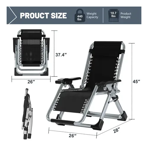 Silla Zero Gravity, Reclinable Acolchada Para Exterior