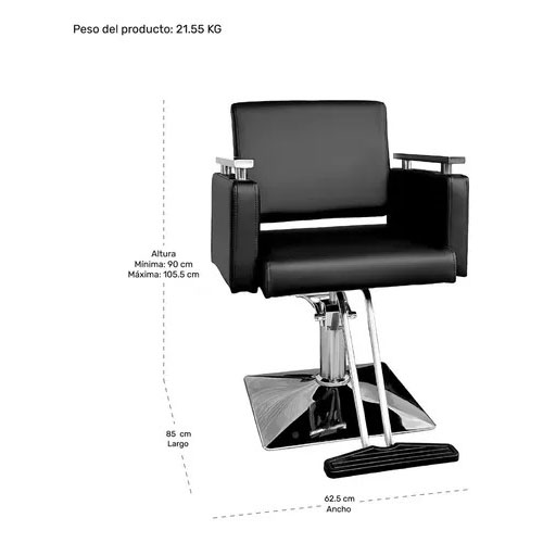 Sillon Silla Barberia Estetica Cuadrada 360° Moderna Color Rosa Tipo de respaldo Fijo Nanofort