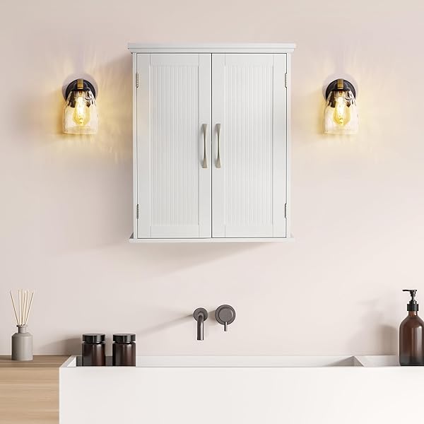 Clóset de Pared extraíble con Puertas Dobles, Color Blanco Pull Handle Wall Cabinet clóset de pared