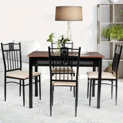 Conjunto de comedor Lifezeal de 5 piezas, mesa de metal y 4 sillas, muebles de cocina y desayuno.