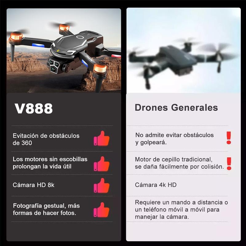 Mini Dron V888 8k Profesional Dual Cámara, Fpv 2.4ghz