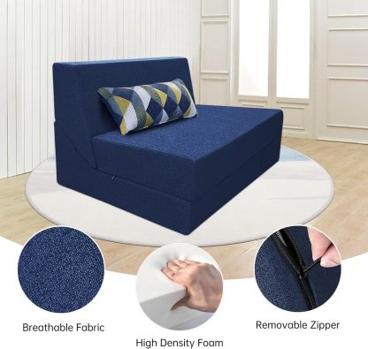 Nigoone - Sofá plegable tamaño Queen de espuma viscoelástica con 2 almohadas, sillón perezoso, triple futón, camas convertibles, funda lavable, gris oscuro