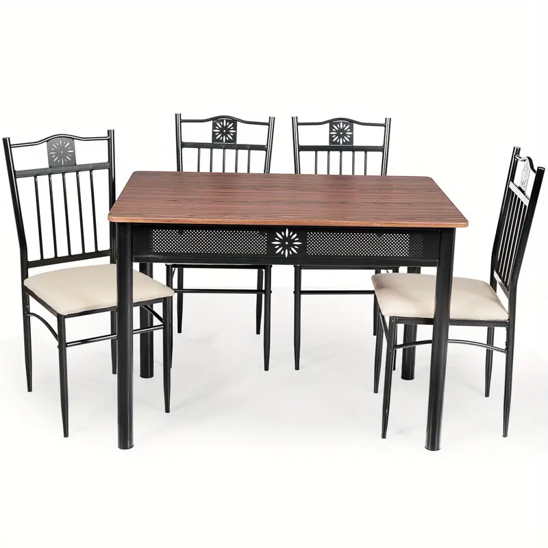 Conjunto de comedor Lifezeal de 5 piezas, mesa de metal y 4 sillas, muebles de cocina y desayuno.