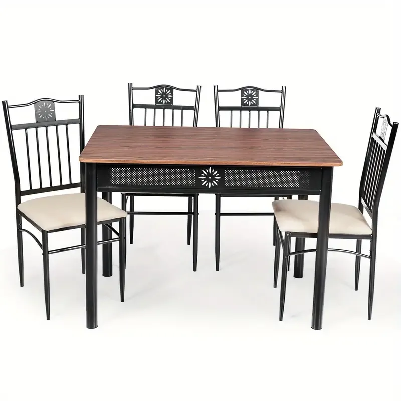 Conjunto de comedor Lifezeal de 5 piezas, mesa de metal y 4 sillas, muebles de cocina y desayuno.