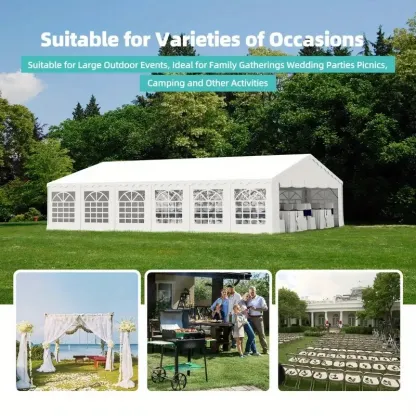 Carpa para fiestas al aire libre de alta resistencia de 20'x40'/50'/60', gran cenador para eventos con paredes laterales y paneles de ventana desmontables, bolsas de almacenamiento incluidas, ideal para bodas, barbacoas y festivales, color blanco.