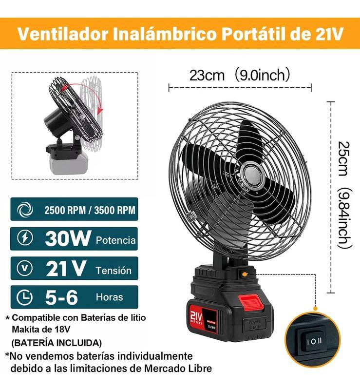 【Producto Viral】Conjunto de Ventilador Portátil de Metal Inalámbrico y Luz LED Recargable