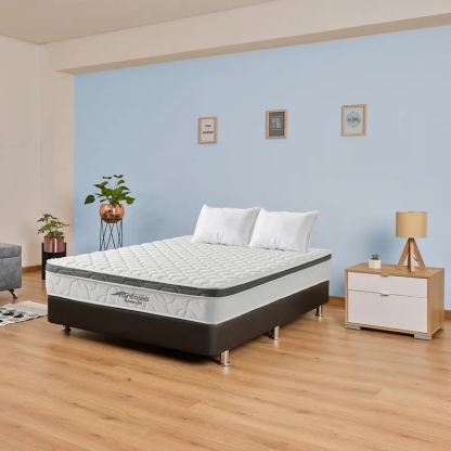 Colchón con Base Cama Doble Firmeza Media Ortopédico Resortado con Pillow Dreamax One 140 x 190 cm + 2 Almohadas Colchones Fantasía