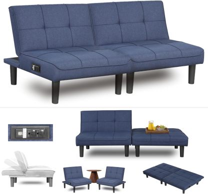 ! Sólo MXN$507 hoy KAIRUITUCH - Sofá cama convertible 3 en 1 para cama individual, sofá de futón con respaldo plegable ajustable, 2 piezas, futón pequeño para sala de estar, departamento