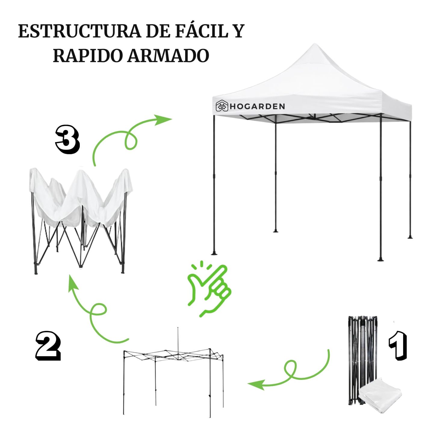 Carpa Plegable, 2x2 m, Acero Inoxidable, Impermeable, ProtecciÃ³n UV 99%, Altura Ajustable 4 Niveles, Variedad de Colores (Blanco)
