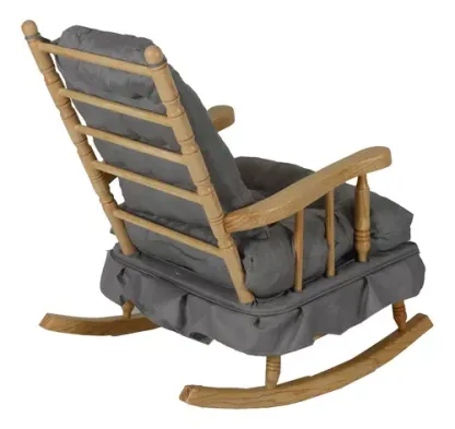 Silla Mecedora Sillon De Madera Maternidad Lactancia Moderna Color Gris