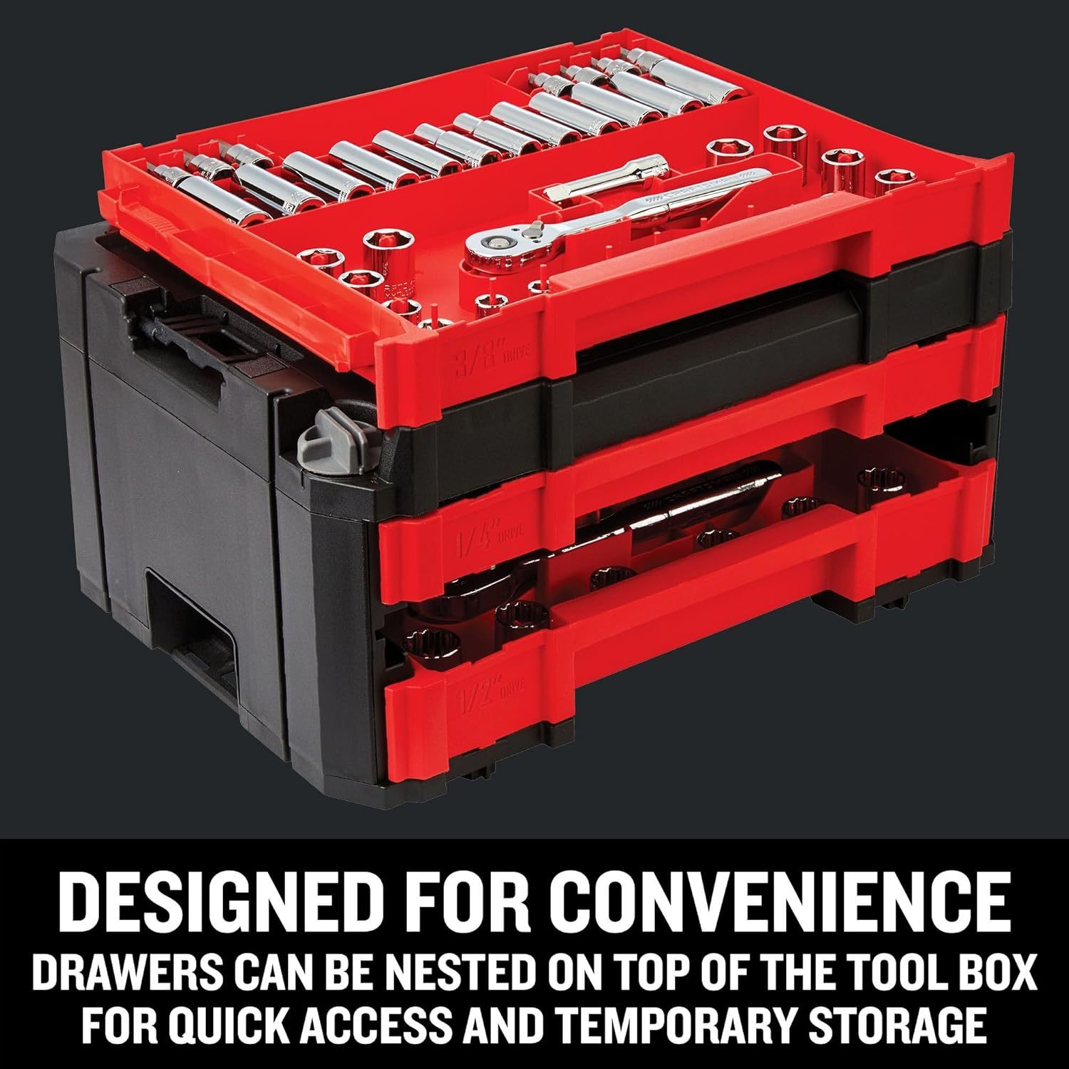 CRAFTSMAN Juego de herramientas mecánicas de 262 piezas, juego de dados maestros con caja de herramientas VERSASTACK de 3 cajones, juego de SAE/métrico (CMMT45309)