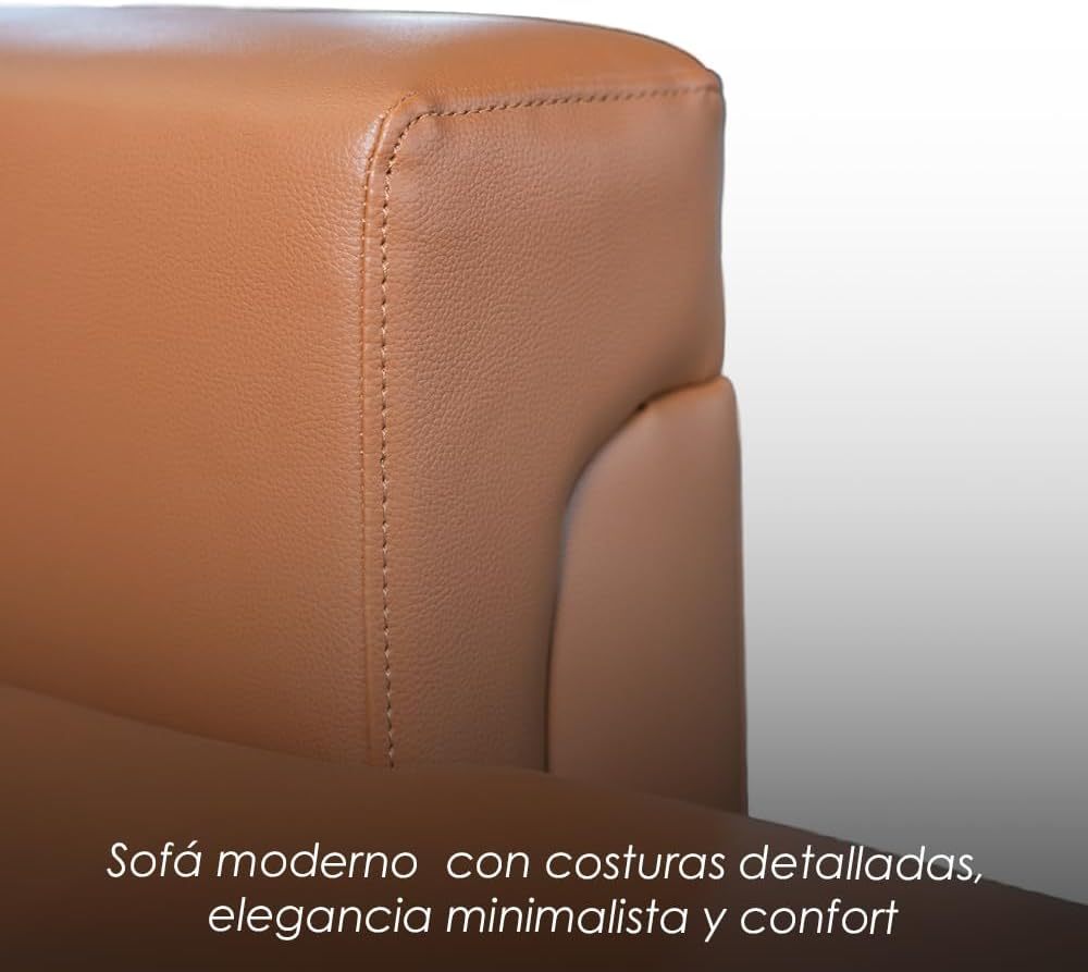 Ilios Innova | Sofá Cama Kairo de Cuero Sintético, Chaise Longue/Cama Extraíble, 3 Plazas, Estructura de Madera, Funcional y Moderno.