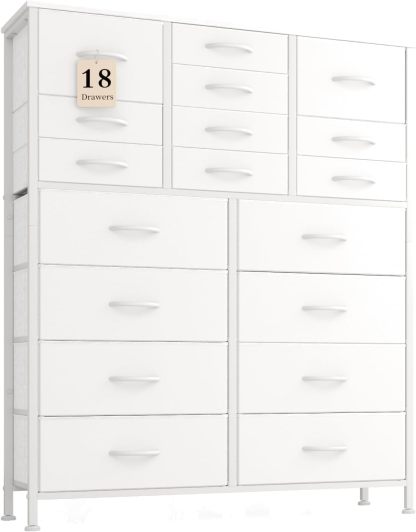 STAR BURN Cómoda Alta para Dormitorio, Torre de Almacenamiento con 18 cajones, Organizador de cajones, Armario de Almacenamiento, Pasillo, armarios, Estructura de Acero (Negro)