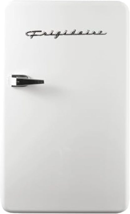 Frigidaire Retro Compact Refrigerator with Chiller, 3.2 cu ft Countertop Fridge, Built-In Bottle Opener, Rounded Corners, Premium, for Office, Bedroom, Dorm Room, Cabin, 18.5D x 20W x 31.5H (Pink)