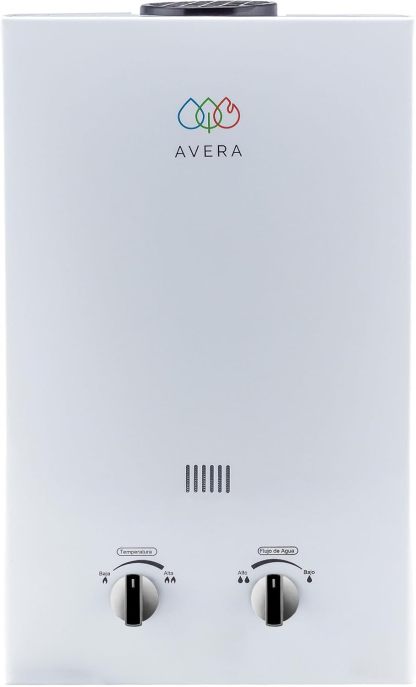 AVERA Calentador de Agua Instantaneo GAS LP, Boiler de Paso, Capacidad 6 Litros/Minuto, 1 Servicio, Facil Instalacion, Ahorro de Gas y Agua Caliente al Instante | C6L