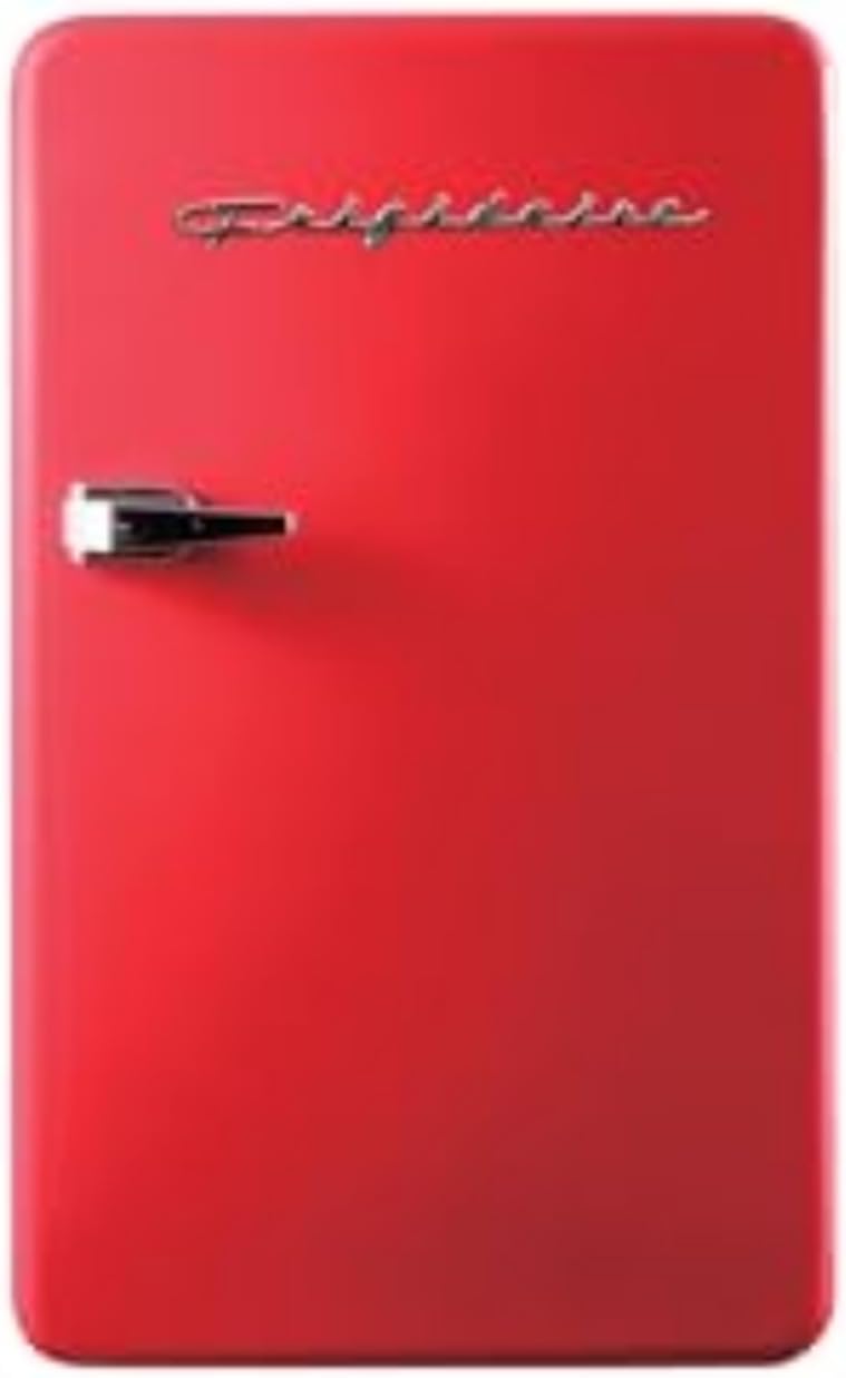 Frigidaire Retro Compact Refrigerator with Chiller, 3.2 cu ft Countertop Fridge, Built-In Bottle Opener, Rounded Corners, Premium, for Office, Bedroom, Dorm Room, Cabin, 18.5D x 20W x 31.5H (Pink)