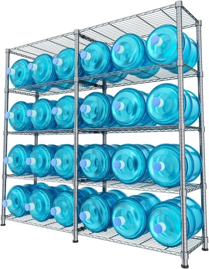 MXLENOBLE Estante de 5 repisas, Estantería de Almacenamiento Ajustable de estantes, Resistente en Ruedas de 4 Pulgadas, Estante Organizador de Metal, Cromado (IC085-B)
