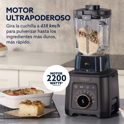 Oster Licuadora Profesional Titan de 2200 W con 4 Programas para Salsa, Sopa, Smoothie y Malteadas, 5 Velocidades, Vaso de Vidrio 2.5 L, Cuchilla de Acero Inoxidable, más Vaso Portátil, BLSTXT-XG