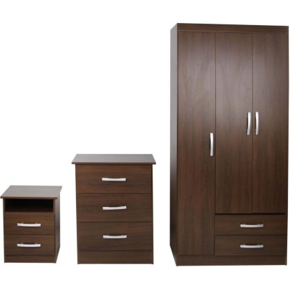 Combo Ropero 3 Puertas 2 Cajones + Cómoda 3 Cajones + Velador