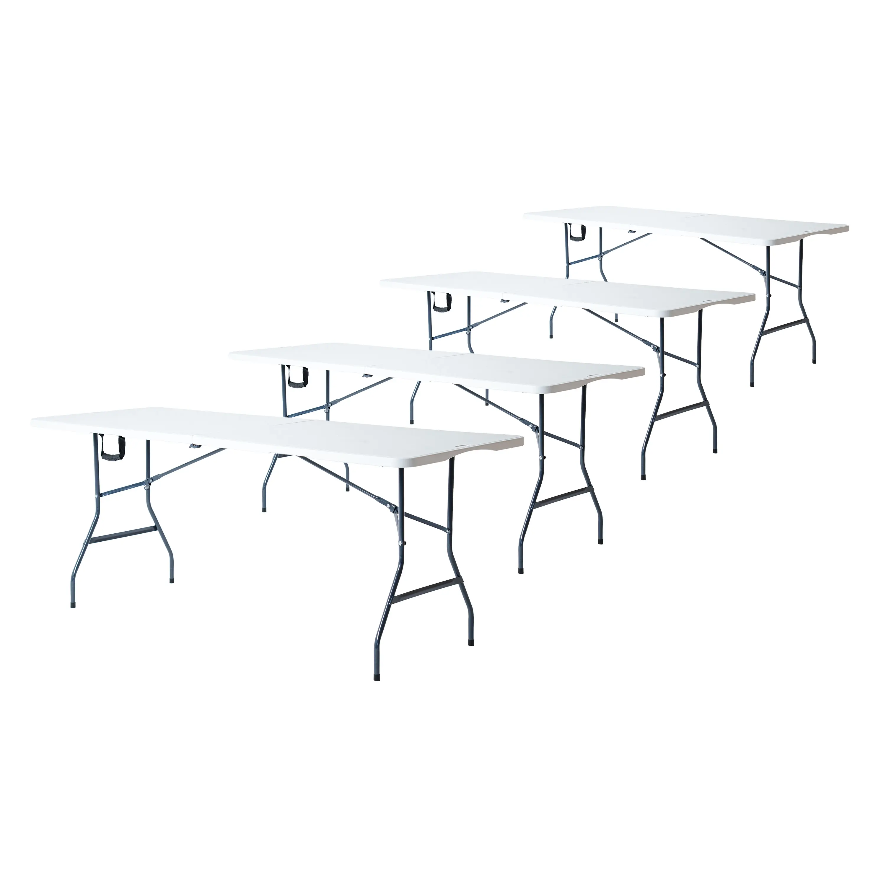 Paquete de 4 Mesas Plegables Blancas 180 cm para Eventos y Fiestas Cómodas y Prácticas