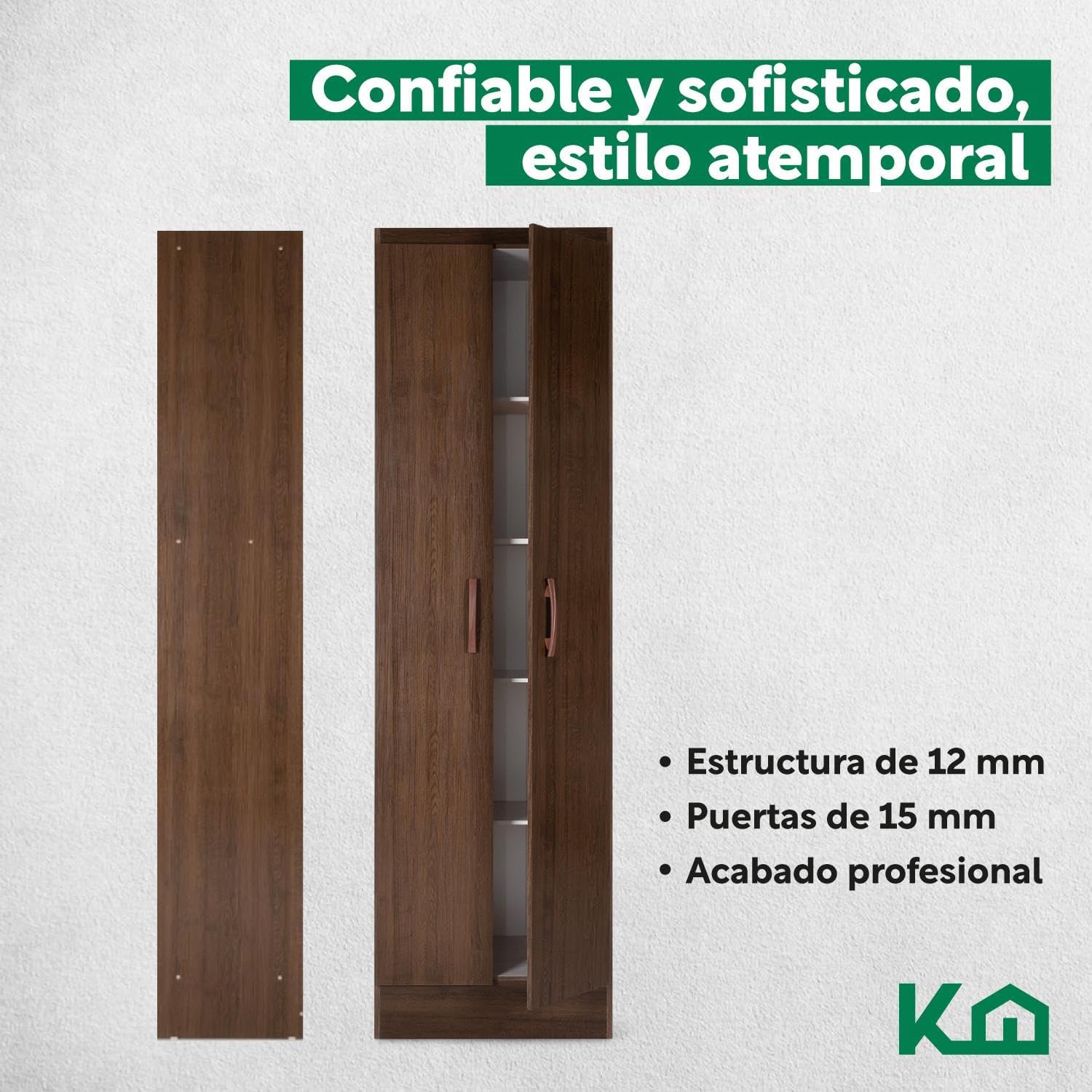 Kingshouse | Ropero De 6 Puertas con 2 Cajones – Color Café – Barra para Colgar – Estructura MDP – Mueble Organizador De Ropa – Armario para Casa, Recámara y Hogar