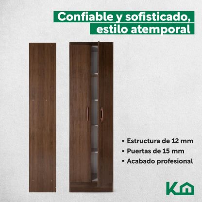 Kingshouse | Ropero De 6 Puertas con 2 Cajones – Color Café – Barra para Colgar – Estructura MDP – Mueble Organizador De Ropa – Armario para Casa, Recámara y Hogar