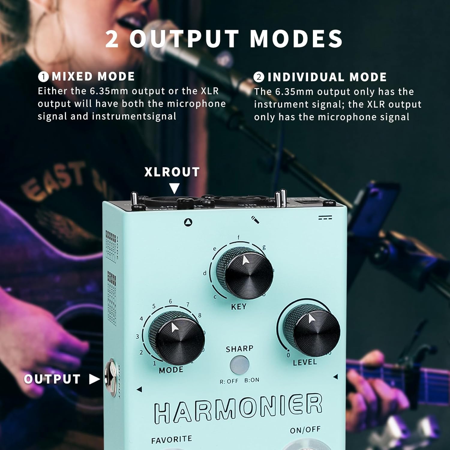 MOOER Harmonier - Procesador de efectos vocales para guitarra, pedal vocal, micrófono para grabación de transmisión en vivo (MVP2)