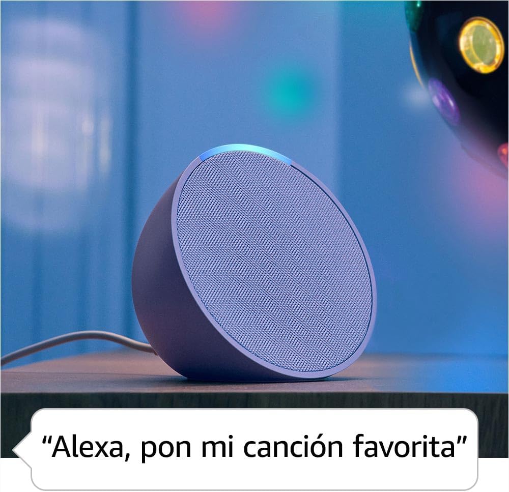 Amazon Echo Pop (modelo más reciente): nuestra bocina más pequeña que se adapta a cualquier habitación (negro), con el Acceso Anticipado de Alexa+