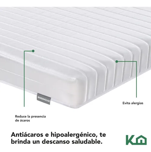 Colchon Individual En Caja Estructura De Resortes Blanco Kingshouse Espuma De Alta Densidad Memory Foam Antiacaros Hipoalergenico Peso Soportado 120kg Firmeza Comodidad Descanso Poliester