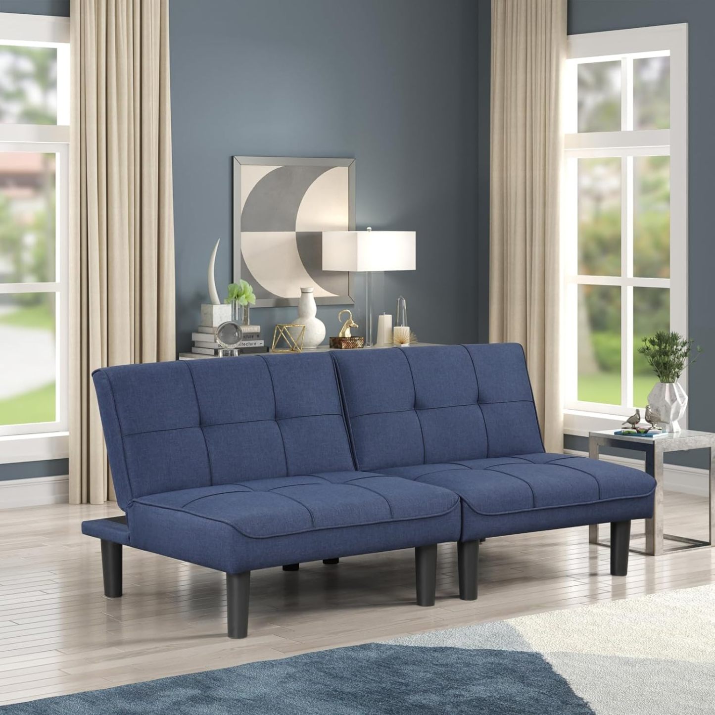 ! Sólo MXN$507 hoy KAIRUITUCH - Sofá cama convertible 3 en 1 para cama individual, sofá de futón con respaldo plegable ajustable, 2 piezas, futón pequeño para sala de estar, departamento