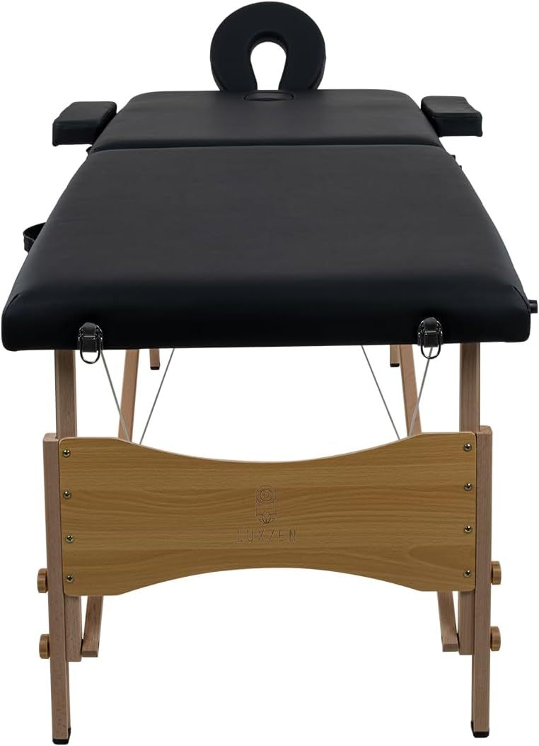 LUXZEN - Cama para Masajes Portatil Plegable Profesional con Estuche y Altura Ajustable Camilla Fisioterapia Ideal para Tatuar SPA Quiropraxia o Facial (Extra Grande 85cm Ancho) (Beige)