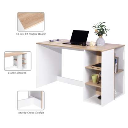 Escritorio de Computadora FurnitureR BRENTON MDF Blanco Haya