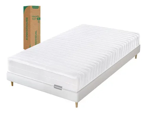 Colchon Individual En Caja Estructura De Resortes Blanco Kingshouse Espuma De Alta Densidad Memory Foam Antiacaros Hipoalergenico Peso Soportado 120kg Firmeza Comodidad Descanso Poliester