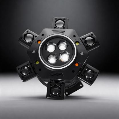 🎙️ Luz de Escenario y DJ Ideal para Fiestas — Foco de Rayos RGBW 6 en 1 de 6 Brazos, con Control DMX-512 y por Sonido | 3 Años de Garantía