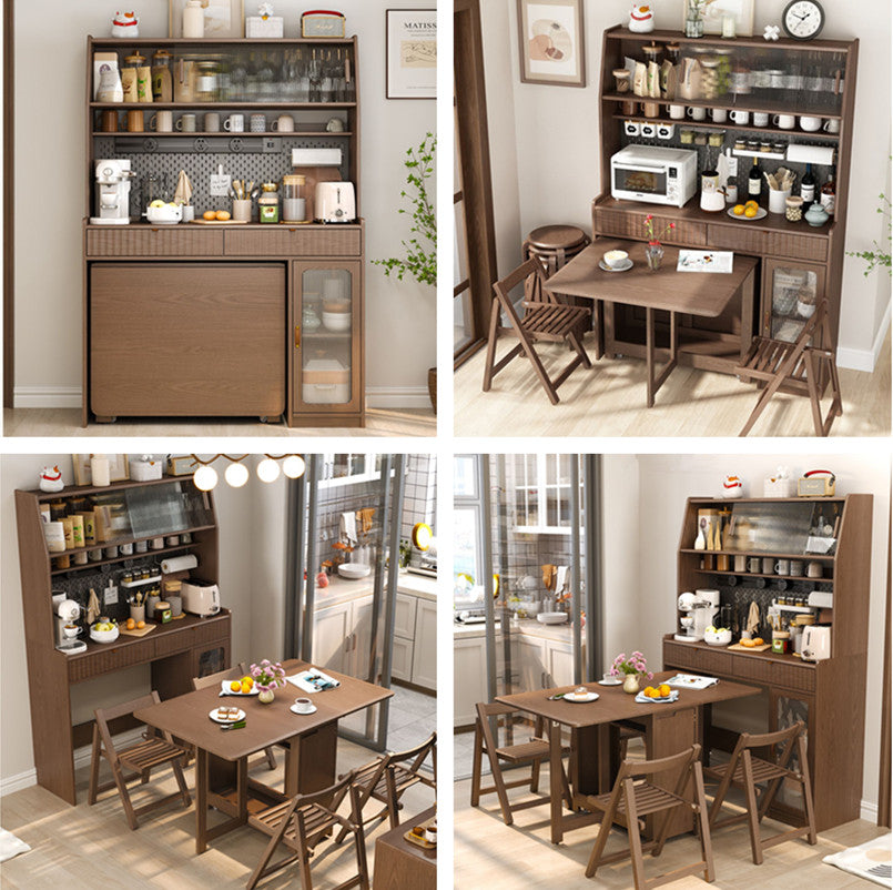 Gabinete de cocina con mesa de comedor de doble hoja abatible y 4 sillas plegables