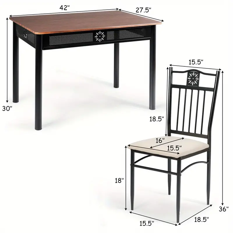 Conjunto de comedor Lifezeal de 5 piezas, mesa de metal y 4 sillas, muebles de cocina y desayuno.