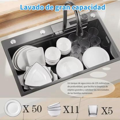 Tarja Fregadero De Cocina Acero Inoxidable 304 80x45cm con Grifo Extraíble 360° y Accesorios Prácticos para Lavado y Escurrido de Alimentos