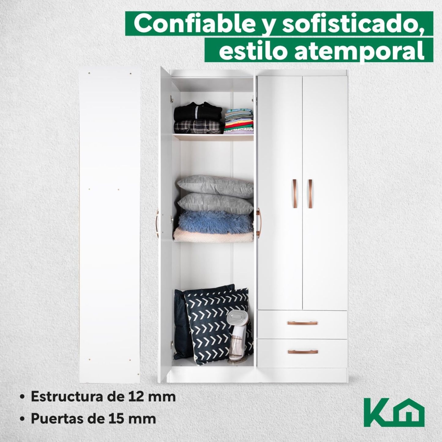 Kingshouse | Ropero De 6 Puertas con 2 Cajones – Color Café – Barra para Colgar – Estructura MDP – Mueble Organizador De Ropa – Armario para Casa, Recámara y Hogar