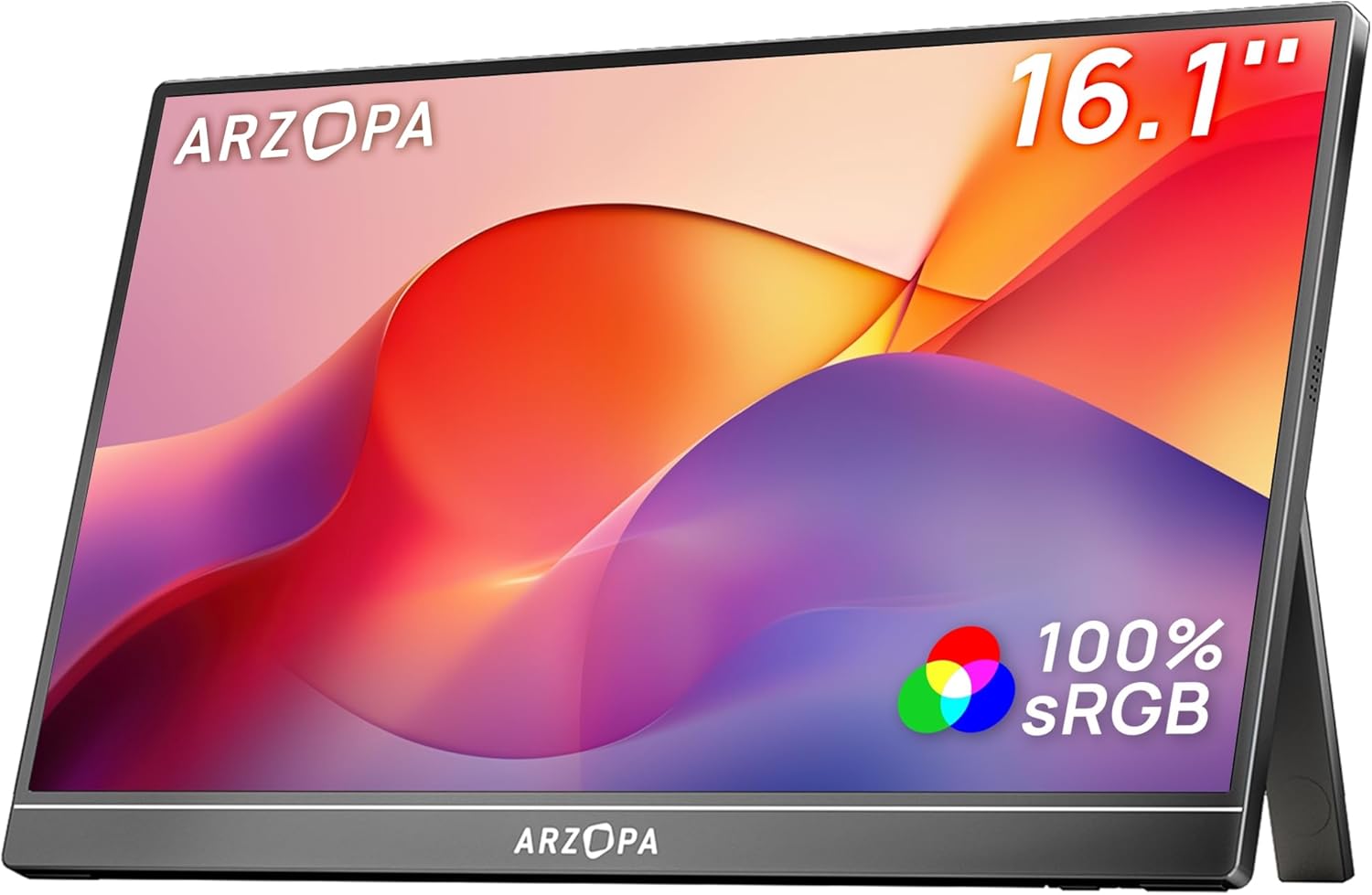 ARZOPA 2.5K Monitor portátil 16» 2560x1600 HDR Kickstand Display,8bit QHD USB-C HDMI Monitor portátil, 16:10 IPS Eye Care Segunda Pantalla Externa para Mac PC Teléfono PS4/5 Xbox - Z1RC
