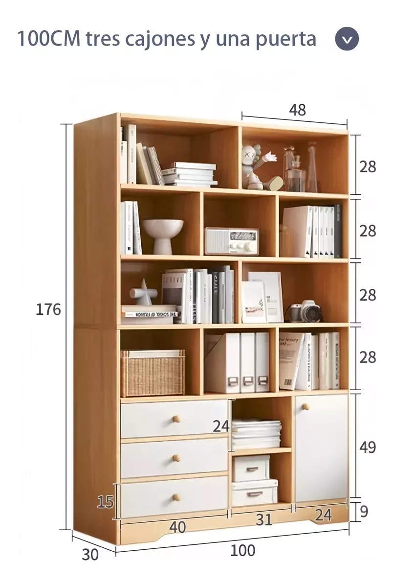 Librero - Estante- Diseño Minimalista With 3 Drawers 2 Door