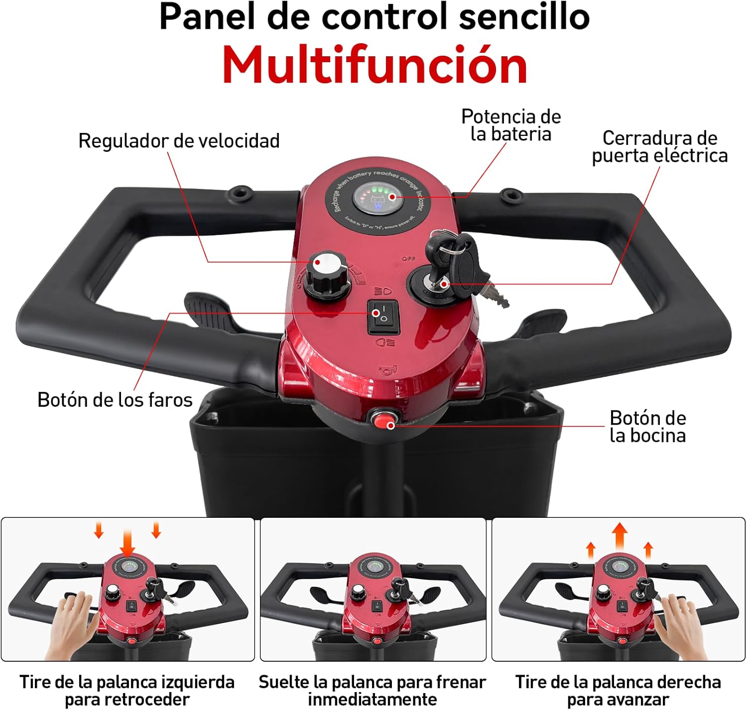 HONEYWHALE YL-07 Scooter Eléctrico Patin de Movilidad de 4 Ruedas, Silla de Ruedas Electrica Plegable para Adultos y Personas Mayores, Batería de 20ah, 28 km con Una Carga Completa, Asiento Ajustable