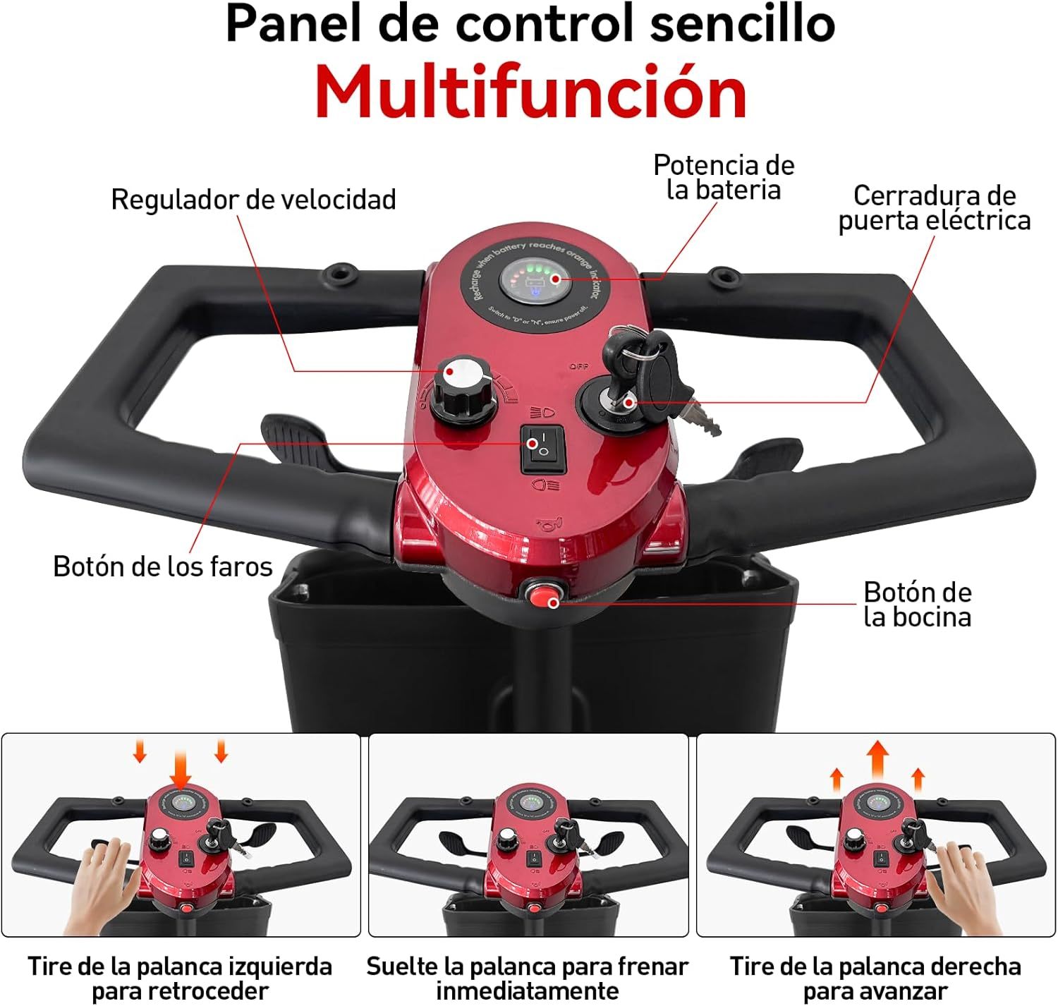 HONEYWHALE YL-07 Scooter Eléctrico Patin de Movilidad de 4 Ruedas, Silla de Ruedas Electrica Plegable para Adultos y Personas Mayores, Batería de 20ah, 28 km con Una Carga Completa, Asiento Ajustable
