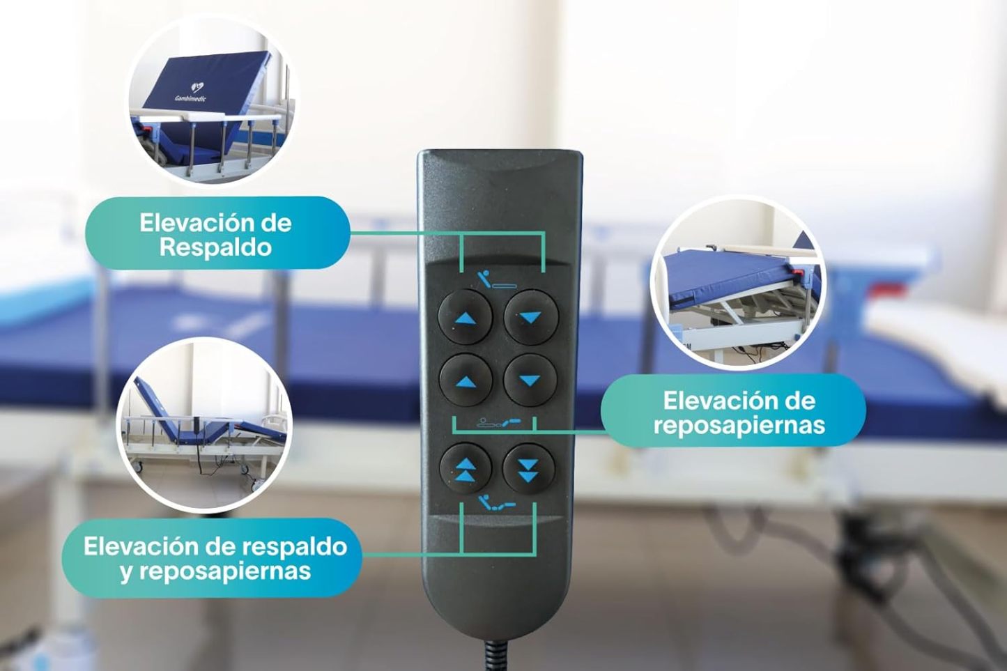 Gambimedic Cama De Hospital Electrica Economica 3 Posiciones Base Espalda Y Piernas Mod. Eii-02 Incluye Colchon